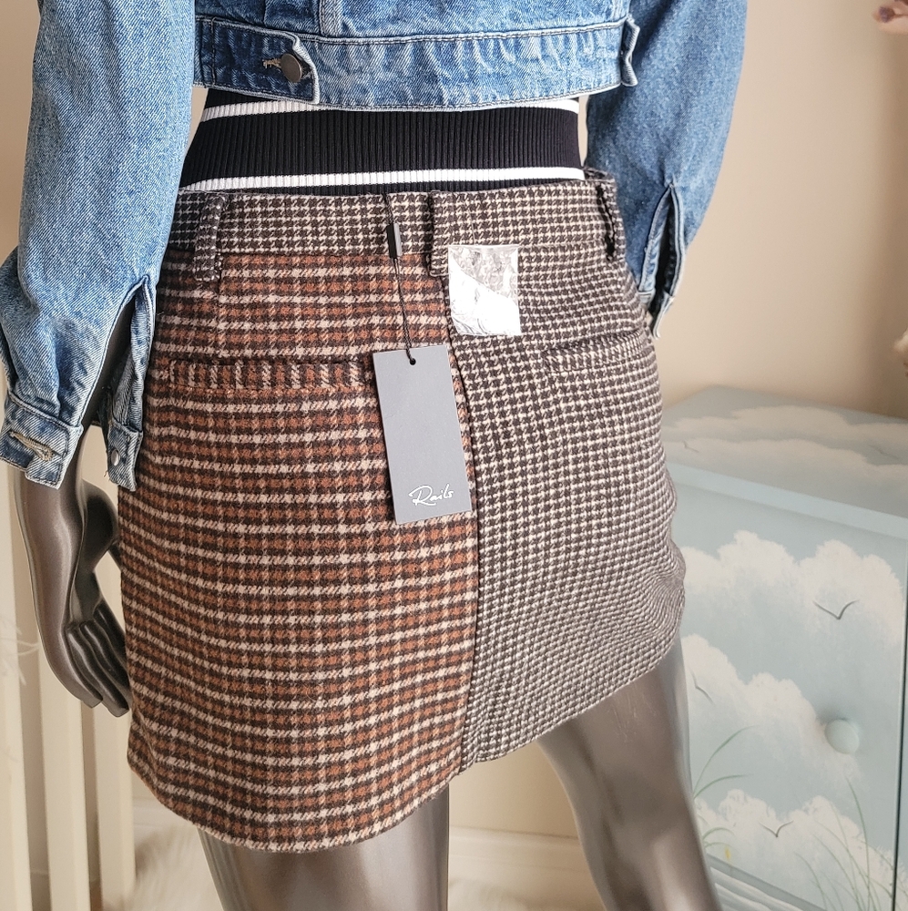 NWT Rails Prim Mixed Check Fall Miniskirt - Picture 2 of 15